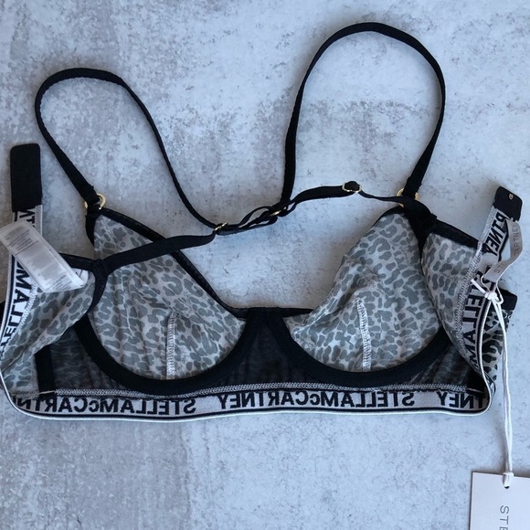 Stella McCartney Amelia Beaming Leopard Print Underwire Black Grey 34A - Picture 4 of 12